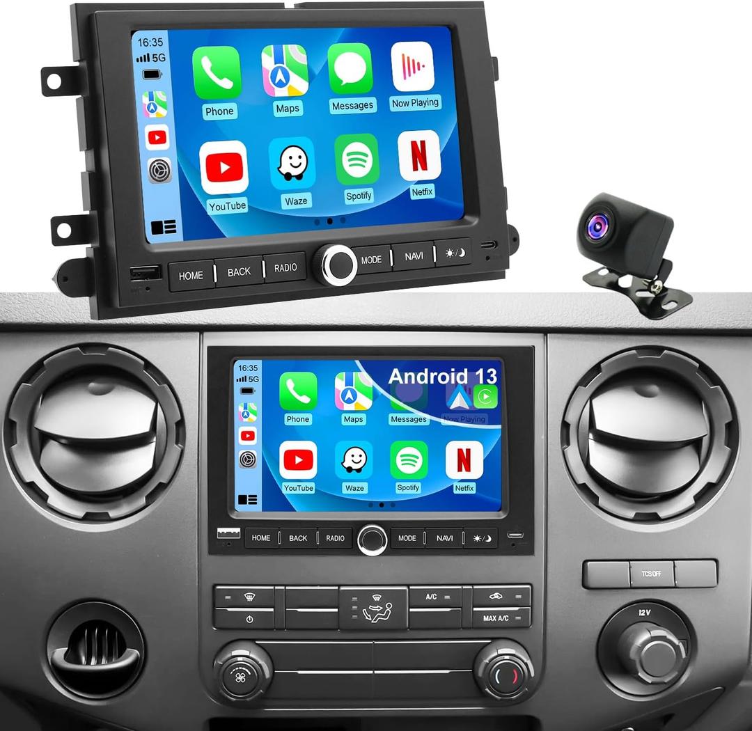 5G WiFi Car Radio for Ford F150 F-150 2004-2008, F250/F350 2006-2016, Edge 2007-2010, E150/E250/E350 2009-2014, 7'' Touch Screen Stereo Headunit with Wireless Carplay Android Auto GPS BT FM SWC Camera