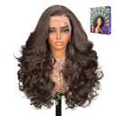 13x4 Glueless Wigs HD Transparent Lace,Wear and Go Synthetic Wig,C Part,200% Density Body Wave with Baby Hair,Pre-Plucked Frontal Wigs for Women (Chocolate Brown, 24 inch, Body Wave)