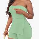 LovelyWholesale Women Tube Tops and Shorts Sets Sexy 2 Piece Outfits S
