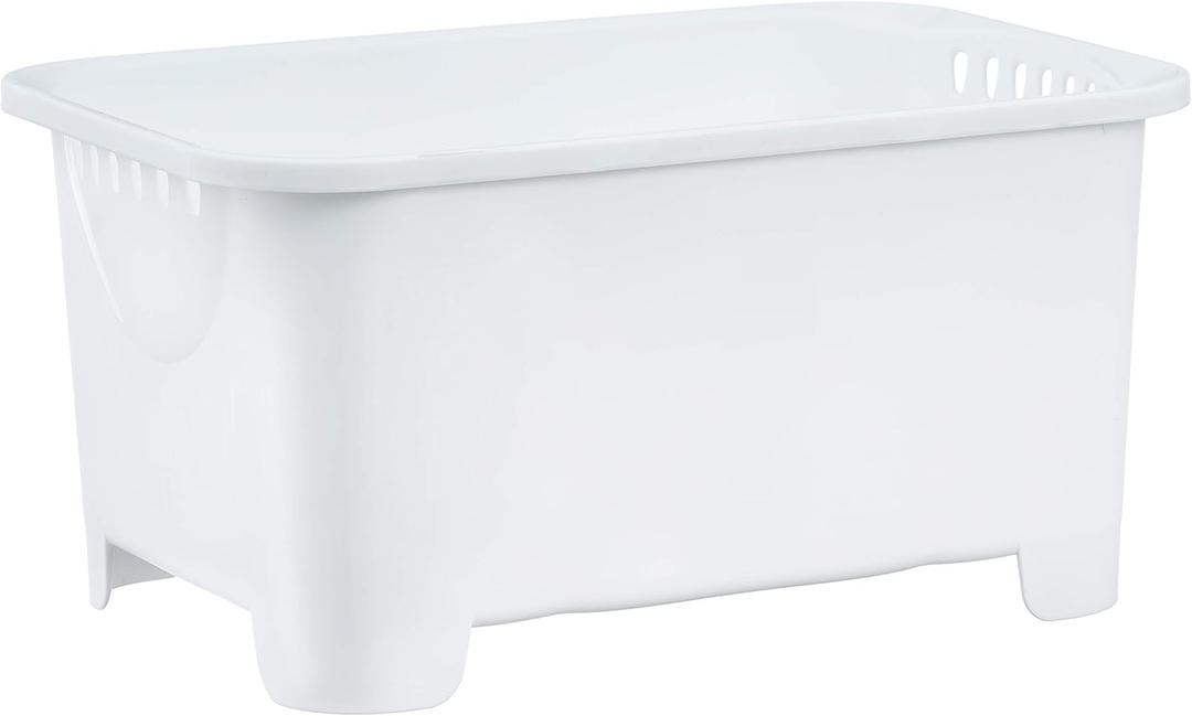 Glad Kitchen Sink Wash Basin for Dishes | Large Plastic Tub with Drain Plug | Multipurpose Dishpan for Cleaning Tableware | Sinkware Accessories, White