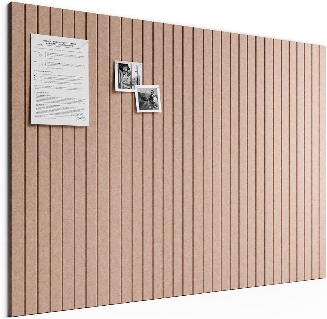 Bumusty Large Cork Board Alternative-48 x 36" Felt Bulletin Board Tiles, with 30 Pushpins, 70 Adhesive Tabs, Fine-Stripe 12-Pack, Cork Boards for Office Push Pin Board Felt Board-Terracotta
