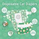 Pet Soft Disposable Cat Diapers - Diaper for Female & Male Cats, Puppy Doggie Diapers for Female Dogs with Adjustable Foam Tail Hole, Medium (24Pcs, GN Flowers)