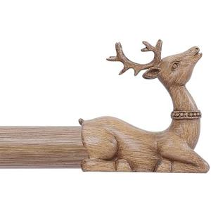 TANGWIN Wood Decorative Curtain Rods for Windows:72-144 Inch Wooden Boho Farmhouse Curtain Rod for Bedroom Living Room,Heavy Duty Adjustable Rustic Drapery Rods with Vintage Imitation Wood Deer Finial