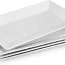 DOWAN 14" Serving Trays, Serving Platters, Ceramic Serving Platters and Trays, Rectangle Plates, Set of 4, for Weddings, Parties, Oven, Microwave, Dishwasher, Heat Resistant, Easy to Clean, White