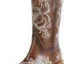 Cowboy Boots For Women Floral Embroidered Western Boots with Chunky Heel Mid Calf Broad Square Toe Cowgirl Boots for Country Music and Concert, Size: 7.5