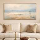 HOURIA Christian Jesus The Good Shepherd Framed Canvas Wall Art Set, Religious Jesus Leaves the 99 Sheep Wall Decor, Watercolor Neutral Landscape Artwork for Living Room,Prayer Room,Church- 20"x40"x1