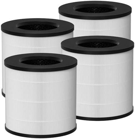 Curebilee True HEPA Replacement Filter, Compatible with MA Air Cleaner Purifier MA#14, MA#14W, and MA#14B, 3-in-1 True HEPA and Activated Carbon Filter, 4 Pack
