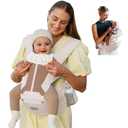 MOMTORY Baby Carrier Newborn to Toddler, 6-in-1 Baby Carrier Plus Size Friendly, Comfy and Supportive, Adjustable Detachable Infant Baby Hip Seat Carrier for 7-50lbs (Pink)