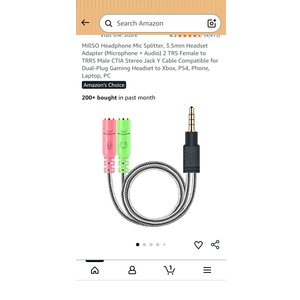 MillSO Headphone Mic Splitter, 3.5mm Headset Adapter (Microphone + Audio) 2 TRS Female to TRRS Male CTIA Stereo Jack Y Cable Compatible for Dual-Plug Gaming Headset to Xbox, PS4, Phone, Laptop, PC