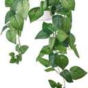 Mkono Fake Hanging Plants with Ceramic Pot, 26" Realistic Artificial Plants for Home Decor Indoor Faux Green Leaf Plant with Modern White Planter for Desk Shelf Bathroom Decoration (Pothos)