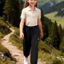 SANGTREE Hiking Pants Water Resistant Quick Dry Lightweight Golf Cargo Safari Joggers Pockets for Girls & Women (Black)