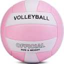 EVZOM Super Soft Volleyball Beach Volleyball Official Size 5 for Outdoor/Indoor/Pool/Gym/Training Premium Volleyballs Equipment Durability Stability Sports Ball (Pink/White)