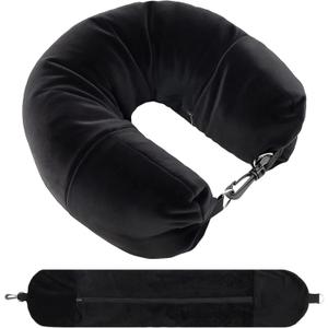 1-Pack Stuffable Travel Pillow for Extra Luggage - Travel Neck Pillow with Adjustable Neck Size - Multifunctional Velvet Neck Pillowcas - Sleeping Rest Cushion Travel Essentials