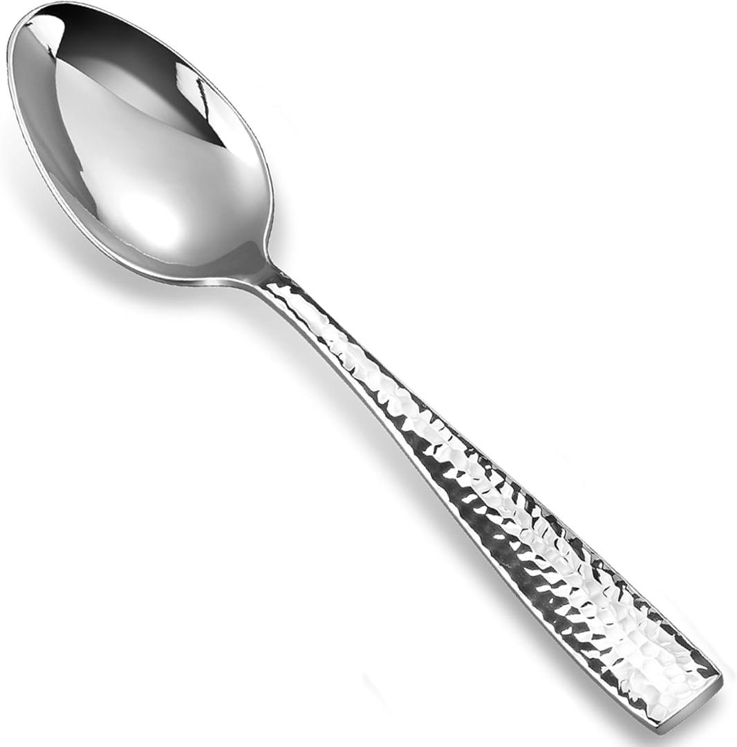 KEAWELL Premium 4-Piece Louis Hammered Spoons Set, 18/10 Stainless Steel, Set of 4, Fine Spoon Set with Squared Edge, Dishwasher Safe (7.6" Dinner Spoon)