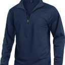 KEFITEVD Men's Quarter Zip Pullover Fleece Lined Long Sleeve Golf Shirt 1/4 Zip Sweatshirts Thermal Winter Sweaters (XX-Large, Navy)