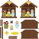 Shappy 24 Sets Make a Nativity Scene Stickers Ornament Craft for Kids Religious Christmas Craft Kits Bulk DIY Christian Nativity Foam Stickers Hanging Decor for Holiday Christmas Tree Party Favor