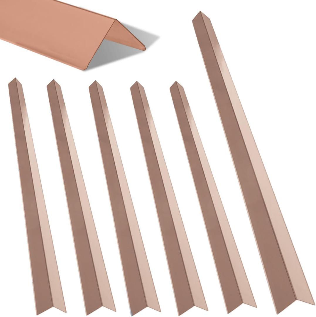 6-Piece Set of Thickened Stainless Steel 90 Wall Corner Guards, Sized 2247.2 inches, Used for Wall Corner Protection and Decoration. (6, Shiny Rose Gold Color)