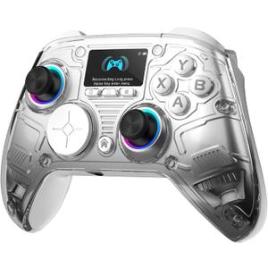 AOC Interactive Screen PC Controller Wireless Controller Compatible with PC/Switch/Switch 2/iOS/Android, Hall Effect Joystick & Triggers, RGB Lighting, Adjustable Vibration/Turbo, 1000mAh Battery(White)