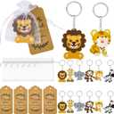 90 Pcs Safari Baby Shower Party Favors 30 Sets Cute Jungle Animal Keychains Baby Shower Prizes Zoo Animals Keychains with Thank You Kraft Tags and White Organza Bags for Birthday Party Decorations