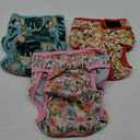 Leekalos Reusable Washable Dog Diapers Female (3 Pack) - Highly Absorbent Doggie Diapers - Size Adjustable Puppy Diapers for Dog Period Panties (Large, Flora) (Large (15"-17" Waist), Flora(Gray Lining))