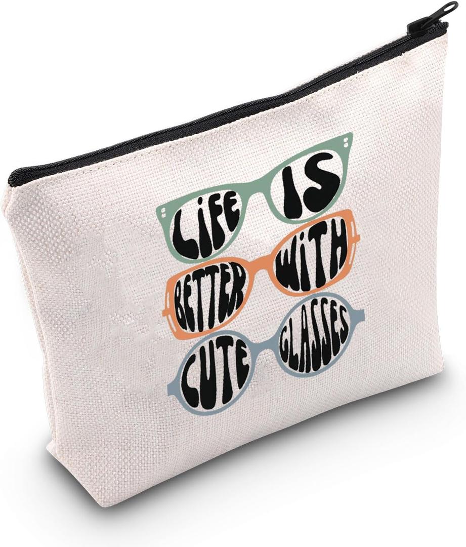 JNIAP Optician Gift Life is Better With Cute Glasses Cosmetic Bag Dispensing Opticians Gift (cute glasses Bag)