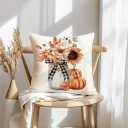 Fall Pillow Covers 18x18 Set of 4, Pumpkin Sunflower Decorative Holiday Autumn Harvest Throw Pillow Case for Soft Living Room Bedroom Decor (Style 01)