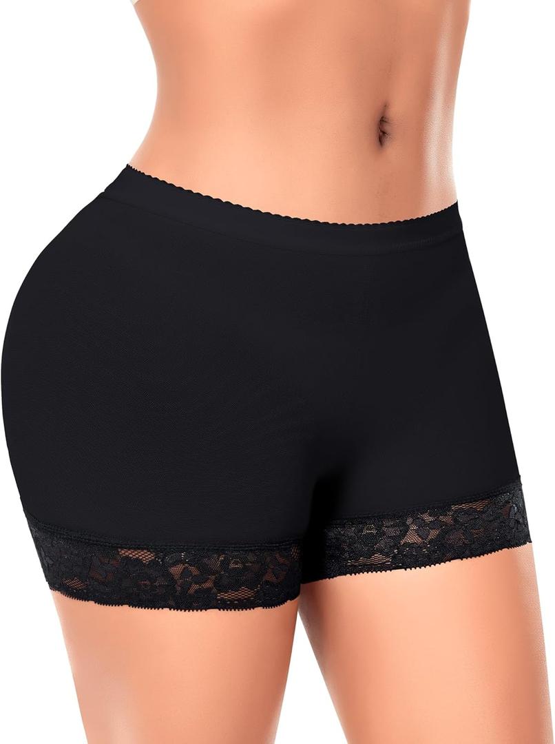 DERCA Butt Enhancer Hip Pads Lace Padded Boyshorts (M, #E26 Black-mid Lace)
