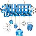 Namalu Winter Wonderland Ornaments Wooden Blue and White Decorations Door Sign Snowflake Glove Ornaments for Xmas Winter Holiday Farmhouse Indoor Outdoor