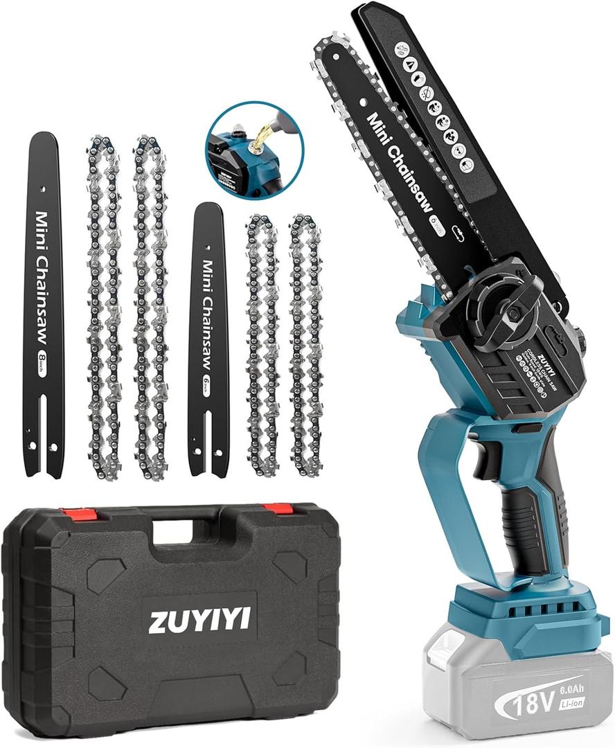 Mini Chainsaw Cordless 6 Inch & 8 Inch for Makita 18V Battery, Brushless Handheld Chain Saw with Oiler Electric Chainsaw for Garden Courtyard Tree Branch Wood Cutting (Battery NOT Included)