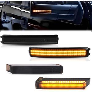 4 pcs LED Sequential Mirror Turn Signal Light Assembly Kit Compatible with 2009-2014 Ford F150, For 2010-2014 Raptor, Smoked Lens Amber Lights, Driver and Passenger Side