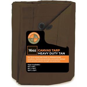 Brown Tarps 10x12 Ft Heavy Duty & Waterproof with Grommets, Thick Durable, Multipurpose Tarpaulin Cover, UV & Tear Resistant for Camping, Outdoor, Tent, Trailer, Equipment & Machinery