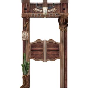 Western Party Decoration Saloon Doors 85 x 47 Inches Western Rustic Old Swinging Saloon Door Wild West Cowboy Party Decor Cardboard Cutout Standup with Glue Point 2025 VBS Decoration