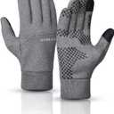 Winter Gloves for Men Women Touch Screen Gloves Cold Weather Warm Driving Running Gloves (Grey)