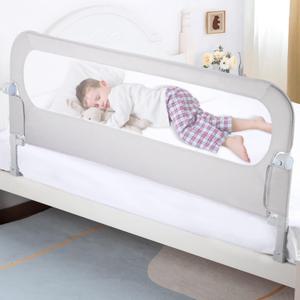 NUTIKAS Baby Bed Rail Guard for Toddlers - 58.7" Toddler Bed Rails for Twin, Full, Queen, King Bunk Size Bed Swing Down Bedrail Extra Tall Child Safety Side Railing Guards for Kids