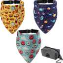 Bandana Collar Scarf for Dogs, 3 Pack, Adjustable Triangle for Puppy & Cat Small, Medium & Large, 1 Poop Bag (Large)