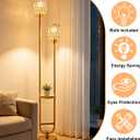 Lightdot Glass Floor Lamp with Shelf 2-Lights Amber Glass Gold Floor Lamps