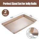 2 x 2 Pack Jelly Roll Pan 15x10 Inch, Diamond Texture Nonstick Cookie Sheet, 0.8mm Thick Heavy Duty Steel Baking Tray, Commercial Gold Baking Pans