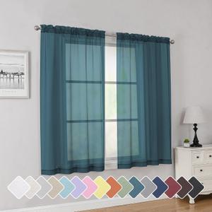 Simplebrand Dusty Blue Short Sheer Curtains 45 Inch Length for Small Windows, Rod Pocket 2 Panels Set Solid Voile Drapes Window Sheer Curtains for Bedroom Bathroom Kids Room Kitchen, 42x45 Inch, 2pcs Simplebrand Dusty Blue Short Sheer Curtains 45 Inch Length for Small Windows, Rod Pocket 2 Panels Set Solid Voile Drapes Window Sheer Curtains for Bedroom Bathroom Kids Room Kitchen, 42x45 Inch, 2pcs