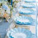 LIYH 20 Pcs Light Baby Blue Plastic Plates Reusable 7.5 Inch - Unbreakable Scalloped Dessert Plates for Weddings Camping Party Outdoor Picnics Dishwasher Safe BPA Free(20Guests)