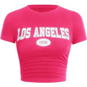 SOLY HUX Women's Y2K Vintage Graphic Tees Letter Printed Cropped Tee Short Sleeve Crop T-Shirts (L)