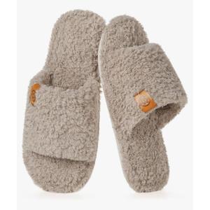 Dokela Fuzzy Open Toe Slippers for Men Soft Memory Foam Indoor House Shoes Slip On Cozy Bedroom Slippers Lightweight Non-Slip Home Slides, Size 46-47