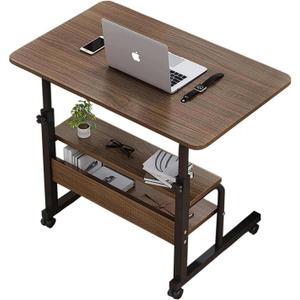 Adjustable Table Student Computer Desk Portable Home Office Furniture Small Spaces Sofa Bedroom Bedside Learn Play Game Desk on Wheels Movable with Storage Size 31.5 * 15.7 Inch Brown A, 31.5 inches x 15.7 inches x 35 inches