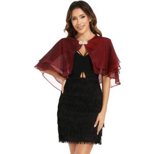 Women's Sheer Tencel Shawls and Wraps for Evening Dresses Soft Wedding Cape Lightweight Bridesmaid Scarves Cover Up (Ruby)