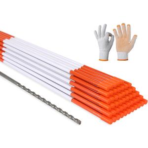 NANOPRETTY 50 PCS Driveway Markers with 10.2" Reflective Tape 48 Inch Solid Fiberglass Snow Stakes for Snow Plowing with Steel Drill Bit and Protection Gloves 5/16 Inch