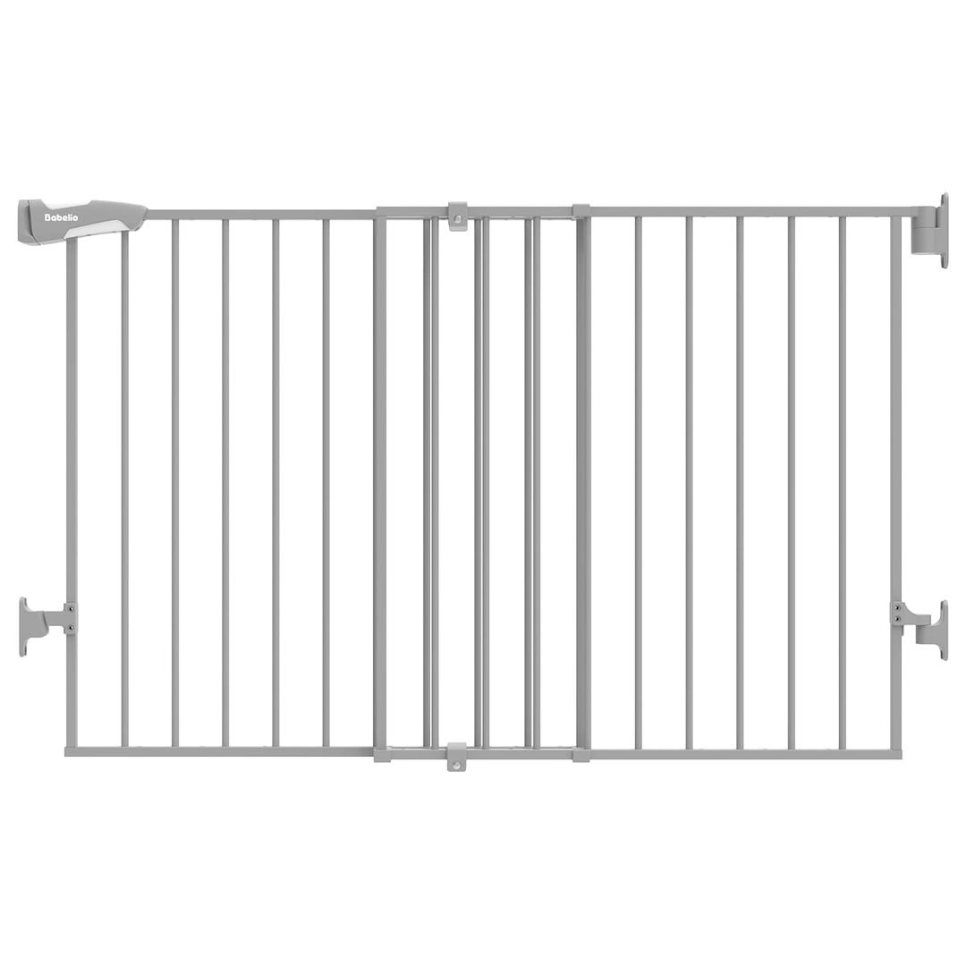 Babelio 31.5-55" No Bottom Bar Baby Gate Extra Wide, 2-in-1 Auto Close Dog Gate for The House, Stairs and Doorways, with Large Walk Thru Door, Grey