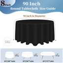 8 Pack Black Round Tablecloths 90 Inch Table Round Table Cloth, Wrinkle Resistant Washable Polyester Fabric Table Cloth Table Cover for Dining Banquet Wedding Party