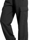 Hvididan Girls Cargo Pants Drawstring Waist Kids Joggers Hiking Pants Trousers with Pockets for Teen Girl Black 9-10 Years