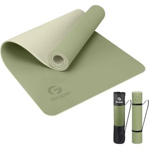 Gruper Yoga Mat Non Slip, Eco Friendly Fitness Exercise Mat with Carrying Strap,Pro Yoga Mats for Women,Workout Mats for Home, Pilates and Floor Exercises