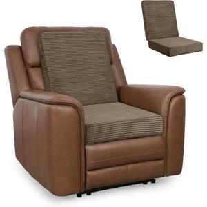 HIGOGOGO Corduroy Recliner Chair Cushion with Lumbar Support Pillow for Elderly Long Sitting Soft Non-Slip 4" Thick Seat Pad for Seniors Buttocks & Back Pain Relief (Brown, 21" Backrest) (Coffee)