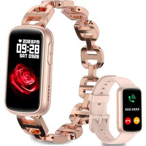 Smart Watches for Women,Fitness Trakcer with Bluetooth Call, Heart Rate/Sleep Monitor/Calories/Blood Pressure,130+ Sports Modes 1.47'' Smartwatch for Android iPhone,IP68 Waterproof,2 Bands,Rose Gold